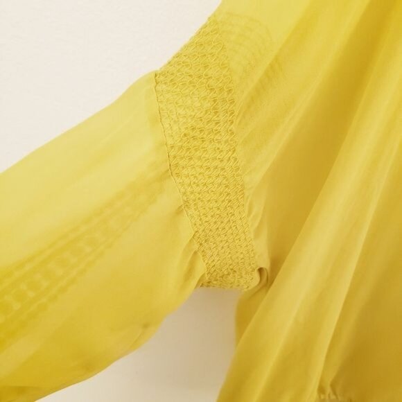 Lane Bryant Light and Airy Sheer Yellow Balloon Sleeve Embelished Top 22/24 EUC - Picture 6 of 10